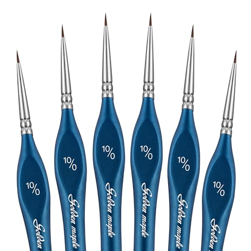 Detail Paint Brushes10/0, Golden Maple 6PC Extra fine Detail Miniature Paint Brush Very Fine Tip Paint Brush Set for Small Scale Models Paint by Numbers for Adults - Acrylic Watercolor Oil, Blue - color: Blue