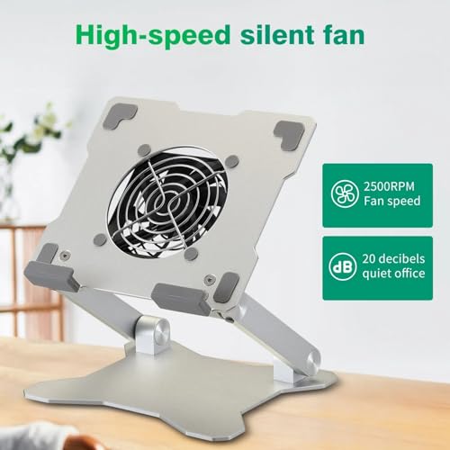 Surface Pro Stand, iPad Cooler,Aluminum Cooling Pad,Sturdy Tablet Stand Holder with Quiet Fan for Microsoft Surface Tablets,iPad Series,Samsung Galaxy Tabs-Up to 15-in Tablets - color: Silver