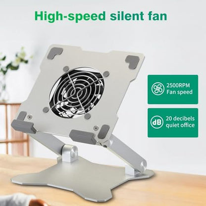 Surface Pro Stand, iPad Cooler,Aluminum Cooling Pad,Sturdy Tablet Stand Holder with Quiet Fan for Microsoft Surface Tablets,iPad Series,Samsung Galaxy Tabs-Up to 15-in Tablets - color: Silver