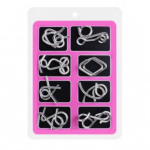 Metal Brain Teaser Puzzles Ring Educational Toys, Steel IQ Games Physics Mind Metal Puzzles for Adults, Unlock Interlock Game, Brain Teaser Puzzle for Party Favor Kids (C) - style: C