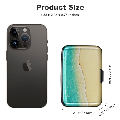 Mini RFID Aluminum Wallet Credit Cards Holder Business Card Case Metal ID Case for Men Women（Beach - color: Beach
