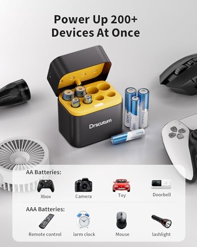 1.5V AA AAA Rechargeable Lithium Battery with Charger, 3H Fast Charge | 4×3600mWh AA & 4×1300mWh AAA Li-Ion, 2000+ Recharge Cycles, for Keyboard, Mouse, Game Controller, Toys, Flashlight, Door Lock