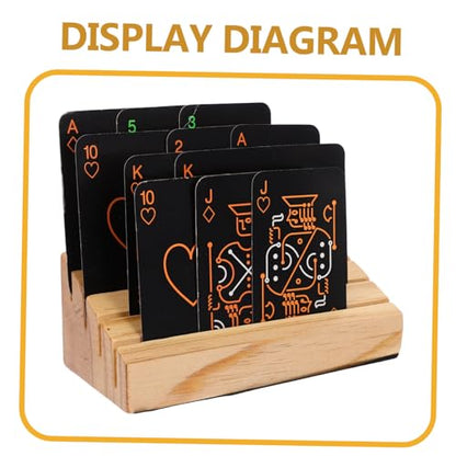 Yardwe Wooden Playing Card Holder Stand for Game Cards Dual Function Storage Rack Hands-Free Organizer for Board Games and Poker and Collectors