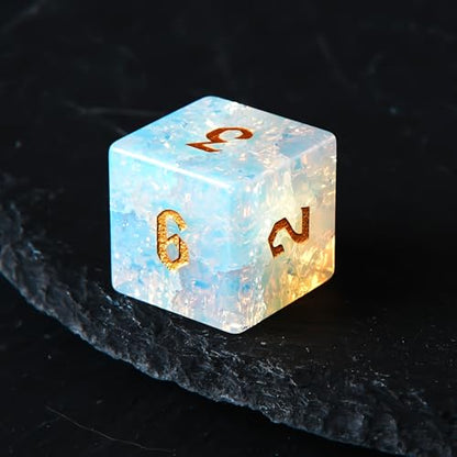 Crack Opal Crystal DND Dice Set 7 PCS Gemstone Suitable for Dungeons and Dragons for D & D RPG Games (Crack Opal - color: Crack-opal