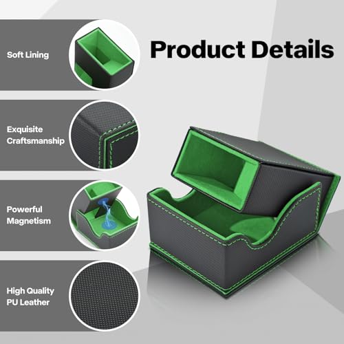 Dice Roller Tower, Premium DND Magnetic Dice Tray, Foldable PU Leather Dice Tower RPG Gifts for Dungeons and Dragons MTG Dm & Player Black/Green - color: Black/Green