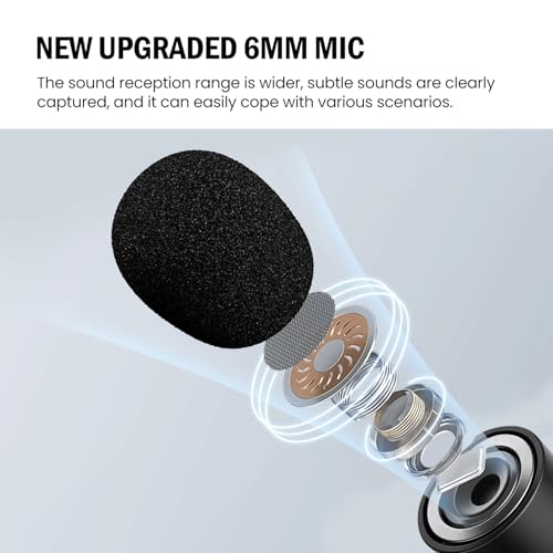 2-Pack Wireless Lavalier Mini Microphone for iPhone, Android, Active Noise Cancellation, Magnetic Lapel Microphone for TikTok, YouTube, Video Vlog, Interviews, Live Streaming (2-in-1 RX)