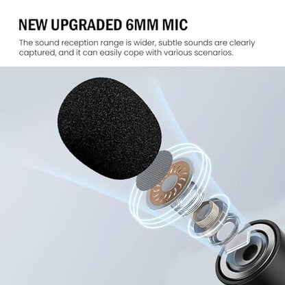 2-Pack Wireless Lavalier Mini Microphone for iPhone, Android, Active Noise Cancellation, Magnetic Lapel Microphone for TikTok, YouTube, Video Vlog, Interviews, Live Streaming (2-in-1 RX)