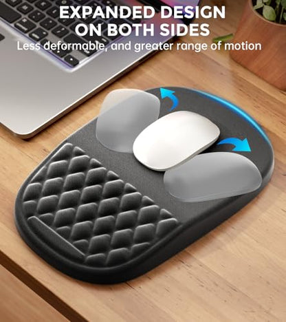 AUEDROT Ergonomic Mouse Pad with Wrist Rest 2 in 1 Mousepad with Wrist Support, Memory Foam Desk Mouse Mat with Massage Nubs & Gel PU Non-Slip Base, Suitable for Office & Gaming, Black