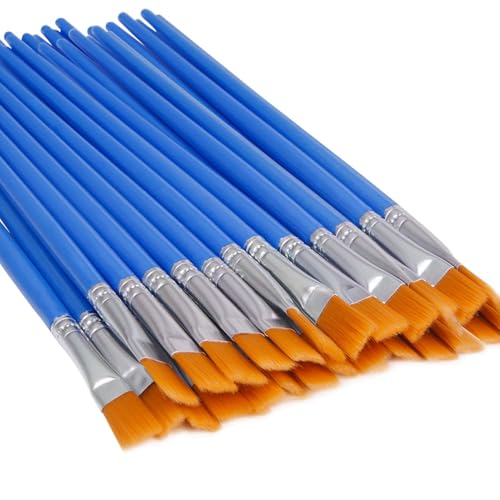 UPINS 20 Pcs Flat Paint Brushes, Small Brush Bulk for Detail Painting