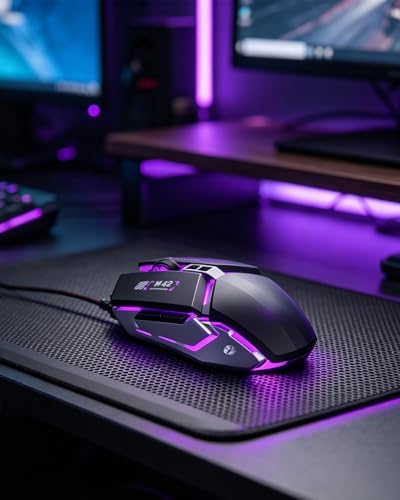 Wired Gaming Mouse, 8800 DPI Wired Optical Mouse, 6 Programmable Buttons RGB Breathing Light Ergonomic Gaming Mouse for PC Laptop Windows (Black) - color: Black