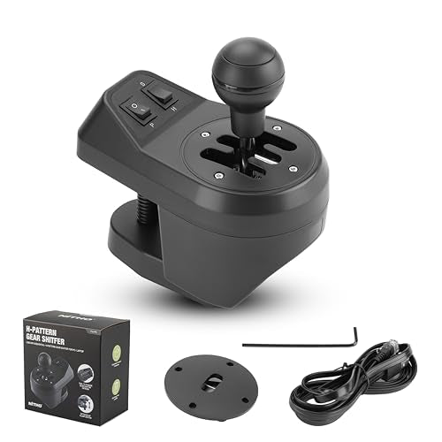 Nitho USB Shifter for PC Sim Racing, 6-Speed H-Pattern Gear Shifter with Reverse, Interchangeable H-Pattern & Sequential Plates, Racing Wheel Shifter for Windows PC Driving Simulators