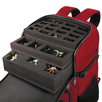 ENHANCE Collector's Edition DnD Backpack - RPG DM Bag for Dungeons and Dragons - DnD Bag fits 6-8 Books, 18" Laptop/DM Screen Slot, Miniature Foam Trays, Accessory Pockets, Map Strap (Dragon Red) - color: Dragon Red