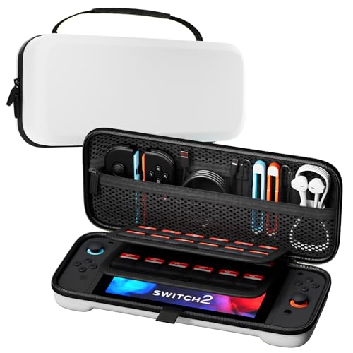 ProCase Carrying Case for Nintendo Switch 2 2025, Slim Travel Case -White | Hard Portable Storage Bag with 24 Game Card Slots, Protective Pouch for Switch 2 Console & Accessories, Slim Fit - color: White (Standard Size), size: for Nintendo Switch 2 (2025