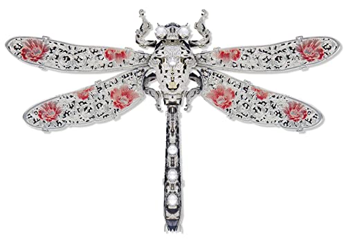Piececool 3D Puzzles for Adults, Dragonfly Metal Model Building Kits Insect Themed Brooch Assembling DIY Crafts Creative Birthday Gifts,25Pcs - color: Dragonfly