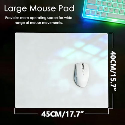 Glass Gaming Mouse Pad,White Hard Surface Gaming Mousepad,17.7‘’X15.7'' Tempered Glass Desk Mat,Ultra-Smooth Large Square Desk Mat,Improved Precision and Speed for Esports FPS Players - color: White