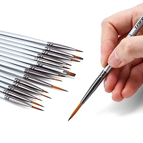 Transon Fine Detail Paint Brush Set 15pcs for Miniature Models Craft Painting Body Painting with Acrylic Gouache Watercolor Tempera and Oil Paint - size: 15 PCS