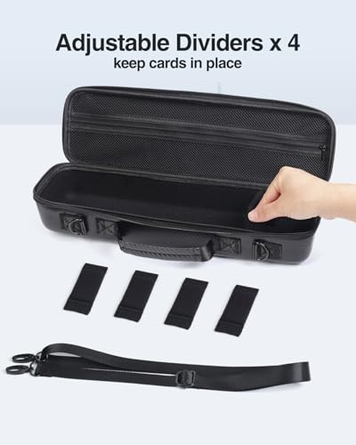 Card Carrying Case with 4 Dividers, Travel Trading Card Storage Case, Portable Sports Cards Carrying Cases, Toploader Storage Box for Pokemon, MTG, TCG, Cards Against Humanity and Game Cards