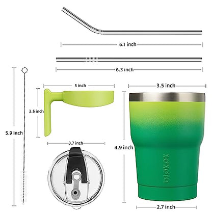 BJPKPK 10 oz Mini Tumbler with Lid, Straw & Handle, Insulated Steel Cup | Small, Spill Proof, Leak Proof, Thermal, Double Wall Vacuum, Sweatproof, Dishwasher Safe, BPA Free, Bamboo Grove - color: Bamboo Grove, size: 10 Ounces