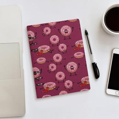 JOJOART Pink Donut Characters Funny Journals Binder Notebook Loose Leaf 6-Ring Professional Notebook,Spiral Notebooks Refillable Journal Notebook,90 Sheets for Office Travel Planner
