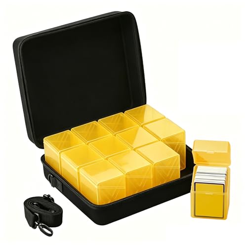 Brappo 200+ Hard Portable Card Deck Cases, Compatible MTG, TCG and Sport Cards etc. Game Cards, Set Contains 9 Pack Clear Card Storage Boxes.(No Cards) (Yellow, 12 pack) - color: Yellow, size: 12 pack