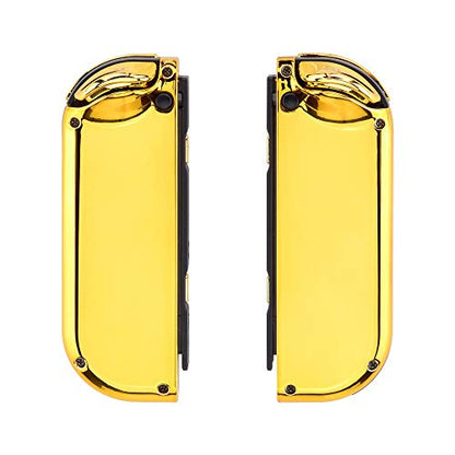 eXtremeRate DIY Replacement Shell Buttons for Nintendo Switch & Switch OLED, Chrome Gold Custom Housing Case with Full Set Button for Joycon Handheld Controller - Console Shell NOT Included - color: Chrome Gold
