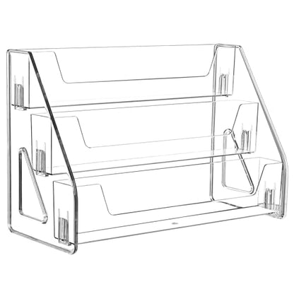 CELSOL 2 Pack Upgraded 3 Tier Acrylic Card Display Stand, Clear Display for Trading Cards, Greeting Cards, Sports Cards, Postcards, Stickers & Brochures, Easy Snap-On, Increased Height & Thickness for Better Presentation - size: 3 Tier 2 Pack
