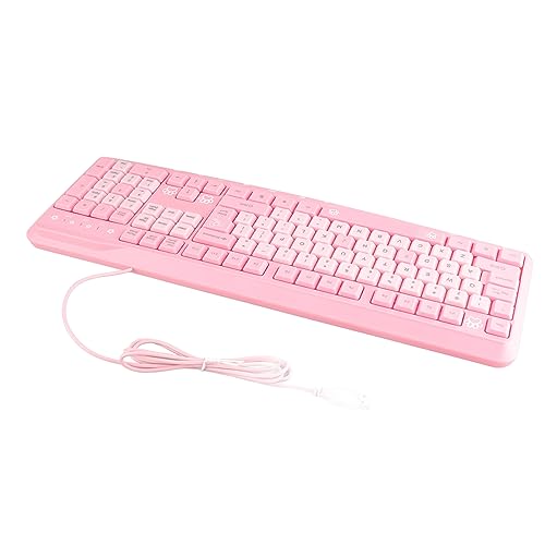 Silent Keyboard Mechanical Membrane USB Wired 104 Keys Adjustable Bracket Ergonomic Design for Laptop Home Office Gaming 45.5x14.7cm (Pink) - color: Pink