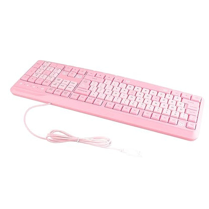 Silent Keyboard Mechanical Membrane USB Wired 104 Keys Adjustable Bracket Ergonomic Design for Laptop Home Office Gaming 45.5x14.7cm (Pink) - color: Pink