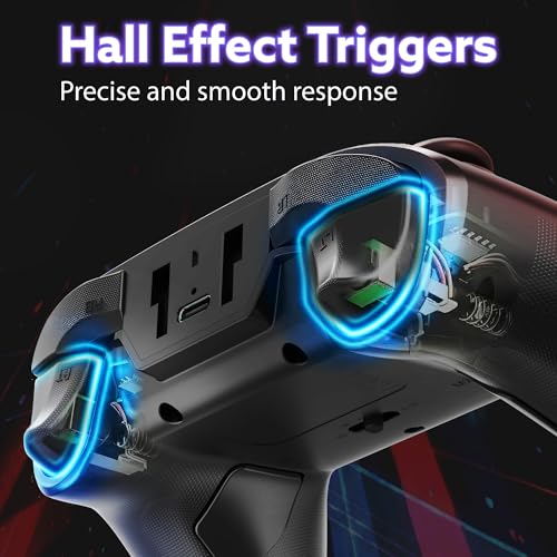 Fosmon 2.4G Wireless Gaming Controller with Hall Effect Triggers For PC | Bluetooth Pro Controller with USB Dongle and Programmable Buttons for Switch 2/1/Lite/OLED/Windows PC/Steam Deck/Android/iOS - color: Midnight Black