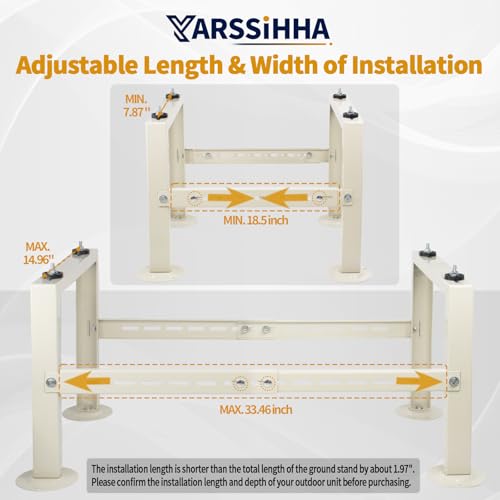 Yarssihha Mini Split Stand for 9000-36000 BTU Air Conditioner Condenser, Outdoor Adjustable Heat Pump Stand, Heavy Duty Ground Stand - style: 9000-36000 BTU