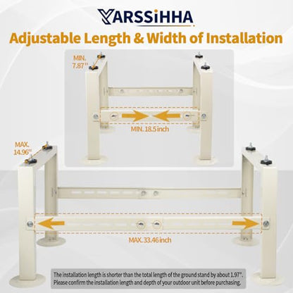 Yarssihha Mini Split Stand for 9000-36000 BTU Air Conditioner Condenser, Outdoor Adjustable Heat Pump Stand, Heavy Duty Ground Stand - style: 9000-36000 BTU