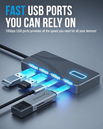 SABRENT USB-C Hub 5-in-1, 10Gbps, 4K HDMI, 100W PD (HB-TG5P) | USB-A & USB-C; single 4K@60Hz HDMI; 80W laptop charging; aluminum; MacBook, iPad, laptops; powered usb c hub - color: Matte Black