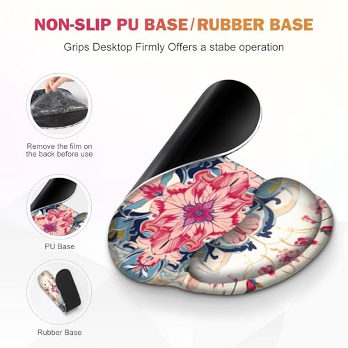 Gaming Mouse Pad, Large Desk Mat Cute Desk Pad Protector, 4in1 XXL Mousepad | + Keyboard Wrist Rest+Mouse Wrist Rest+Coaster Set with Ergonomic Desk Pad for Home Office Computer, Retro Style Pattern - color: Retro Style Pattern