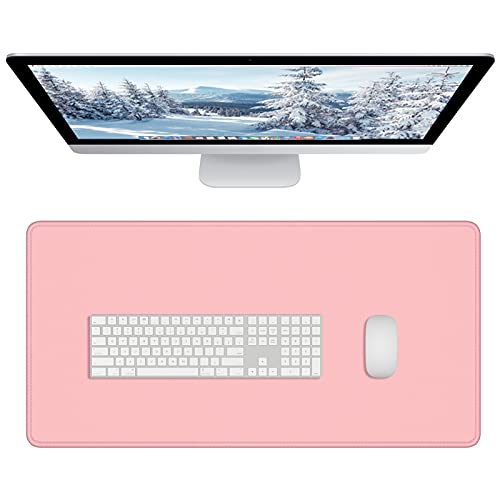 Dapesuom Large Gaming Mouse Pad, Extended Mouse Mat with Stitched Edges, Full Size Keyboard Pad with Non-Slip Base, Big XXL Computer Desk Mats for Gamer, Laptop, Office, 31.5 x 15.7in, Pink - color: Pink, size: 31.5L x 15.7W inches