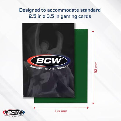 BCW Elite2 Matte Card Sleeves – Green | Anti-Glare Front | Textured Back | Fits Standard 2.5" x 3.5" Cards - 100 Pack - color: Green
