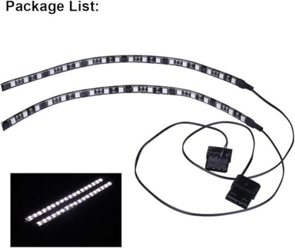 DS PC LED Light Strip Computer Lighting White with Magnetic Back, Molex Connector, 2pack LED Strip for PC Case Lighting Kit (30cm,18leds,S Series，White) - color: White