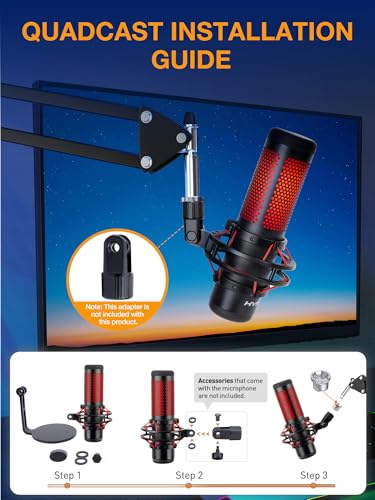 QuadCast Boom Arm, Mic Arm for Blue Yeti HyperX QuadCast SoloCast Fifine AM8 and Most Microphone, Mic Stand Desk with 3/8" to 5/8" Adapter by SUNMON - color: Mic Boom Arm