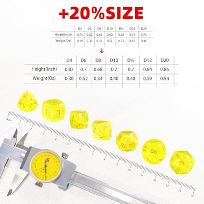Natural Gemstone Crystal Polyhedral Dice Set for Dungeons and Dragons, RPG, Tabletop Games, 7-Piece (LS-8) - color: Ls-8