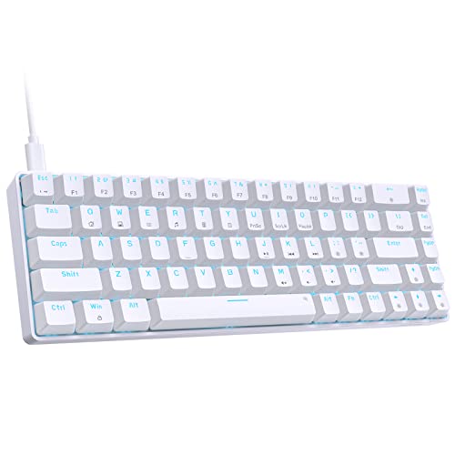 DIERYA T68SE 60% Gaming Mechanical Keyboard,Ultra Compact Mini 68 Key with Red Switches Wired Keyboard,Anti-Ghosting Keys, for Windows Laptops and PC Gamers,White - color: White/Red Switch, size: Wired