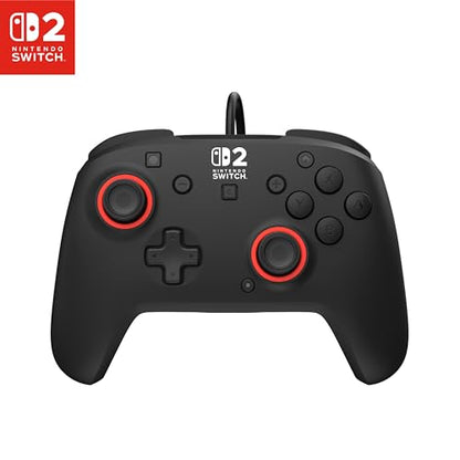 Turtle Beach Rematch Wired Gaming Controller, Nintendo Switch 2, Lite, OLED | Hall-Effect Thumbsticks, 2 Mappable Buttons, Audio Jack, C-Button for Game Chat, Licensed for Nintendo Switch 2, Black & Red - color: Black