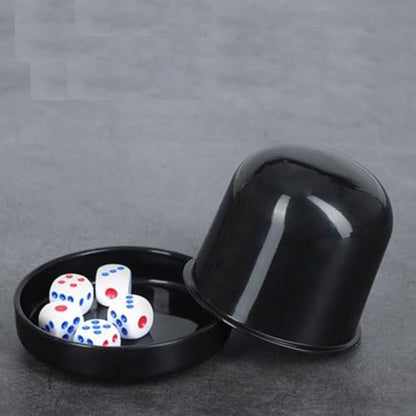 2 Set Plastic Dice Cup with Lid and Dice Professional Dice Shaker Cup for KTV Bar Clubs Game Party Favor, 2pcs Cups & 10pcs Dices (Black)