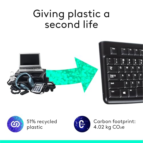 Logitech K120 Full Size Wired Keyboard USB Plug-and-Play Windows - Black