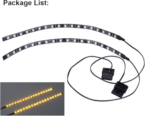 DS Gold Yellow LED Light Strip Computer Lighting with Magnetic for PC Case Lighting Kit (2Pack, 30CM, Molex Connector, S Series，Golden) - color: Golden