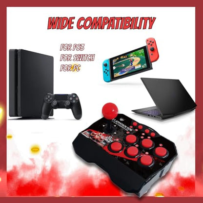 EBTOOLS Portable Fight Stick, Fighting Stick Fighter USB Joystick Stick Buttons Controller for Switch/PC/PS3