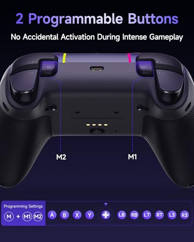 EasySMX X05Pro Wireless Controller for PC – Ergonomic Skin-Like Grip, Quiet-Touch Low-Noise Buttons, Dual-Mode Impulse Triggers, Hall Joysticks, 2 Programmable Buttons, RGB, 1000mAh Battery – PC/Switch/Android/iOS