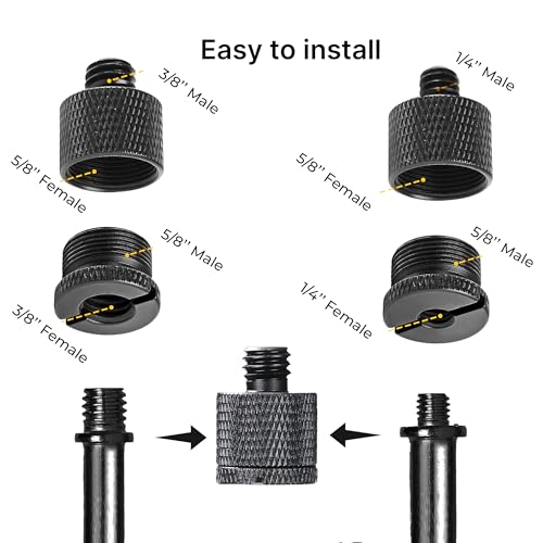 Mic Stand Adapter Set 8 pieces Metal Microphone Stand Screw Thread Adapter 5/8 Female to 3/8 Male 3/8 Female to 5/8 Male 5/8 Female to 1/4 Male 1/4 Female to 5/8 Male Tripod Adapter - color: 7 ADAPTER