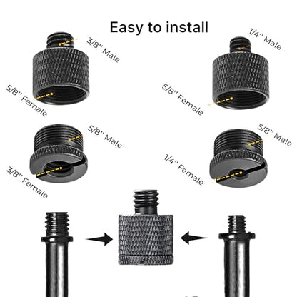 Mic Stand Adapter Set 8 pieces Metal Microphone Stand Screw Thread Adapter 5/8 Female to 3/8 Male 3/8 Female to 5/8 Male 5/8 Female to 1/4 Male 1/4 Female to 5/8 Male Tripod Adapter - color: 7 ADAPTER
