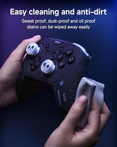 JEMDO Silicone Protective Cover for Switch 2 Pro Controller, Soft Anti-Slip Grip Skin Case with 2 Skull Thumb Caps, Shockproof Durable Shell for Switch 2 Pro, Ergonomic Gaming Grip Cover-Black