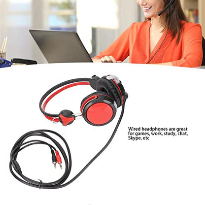 Gaming Headset with Noise Cancelling Features Ergonomic Wired Game Headphone for PC and Skype 40mm Drivers (Red) - color: Red