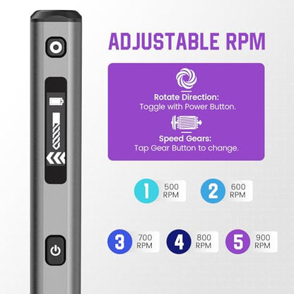 AM ARROWMAX Mini Drill Pen, 5-Speed, LED Lights, OLED Display, Aluminium Box, Resin Drill Set With 10 Small Bits, 3/32-Inch Shank, For Jewelry Making, Wood, Plastic,(SDS) - style: SDS